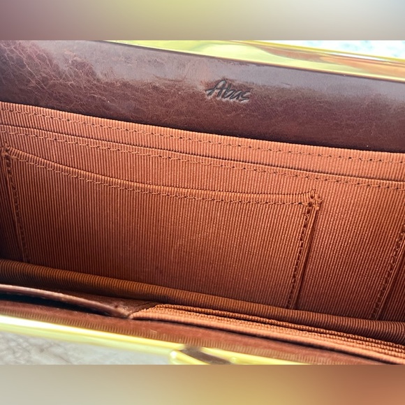 NEW Women’s ABAS croc embossed patent leather brown clutch wallet. Gold hdwr - Picture 8 of 9